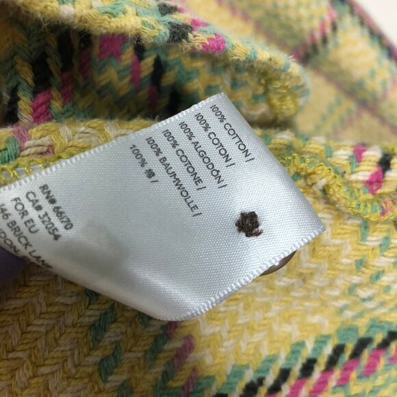 Urban Outfitters Jacket Yellow Plaid Cotton Tweed Button Front Collared Large - Picture 6 of 9